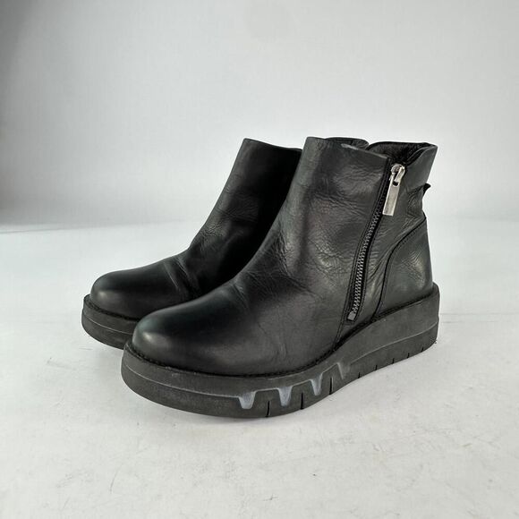 Miz Mooz Lass Ankle Boots US 7.5 Women's Black Leather Side-Zip Chelsea Boot - Picture 4 of 12